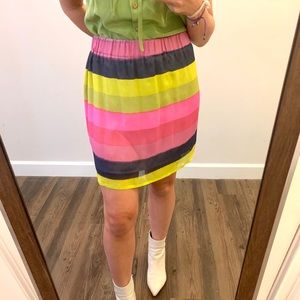 Elle Lauri rainbow silk mini skirt